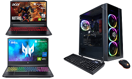 Gaming PCs and laptops